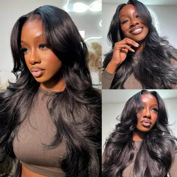 TRILL Face-Framing Curtain Bangs Body Wave Wig 6×5 Lace Glueless Wear Go Human Hair Wig