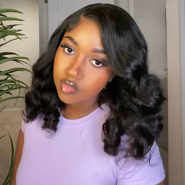 TRILL Loose Body Wave Short Human Hair 9×6 HD Lace Glueless Wig M-Cap Shoulder Length 200% Density