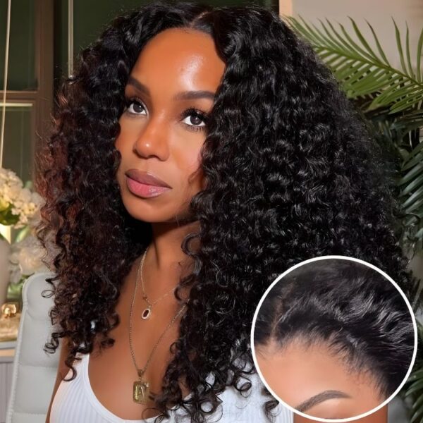 TRILL |Max Deep Wave Ear-to-ear Glueless 13x6 Frontal HD Lace Long Curly Wig Natural Black AND Brown Highlights