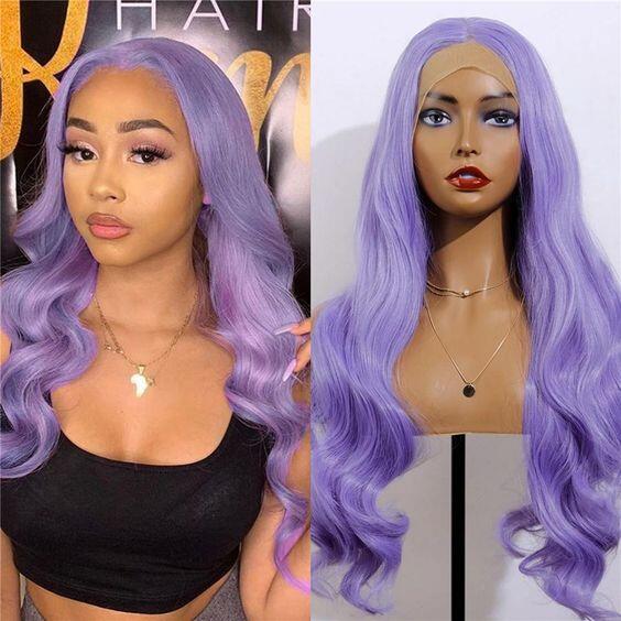 TRILL Light Lavender Wig Straight/Body Wave Human Hair Wigs 13x4 Transparent HD Lace Wigs