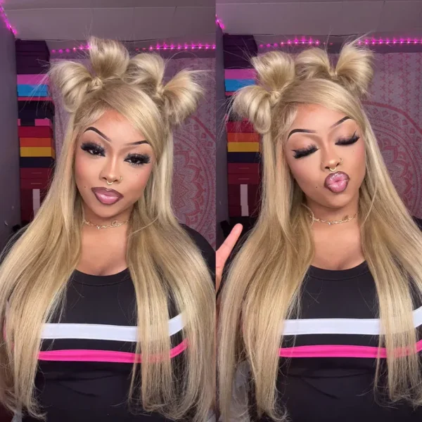 TRILL Cozy Blonde Color Straight Human Hair Barbie 13×6 HD Lace Frontal Wig Pre Plucked Hairline