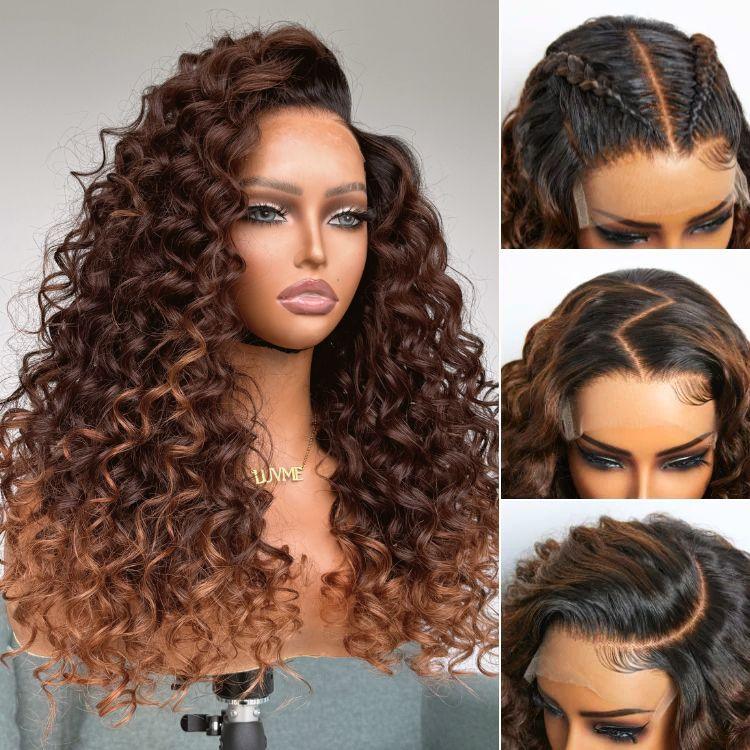 TRILL Glueless Wig Kinky Curly 7x6 Closure HD Lace Long Curly Wig Pre Cut & Plucked & Bleached Ready to Go