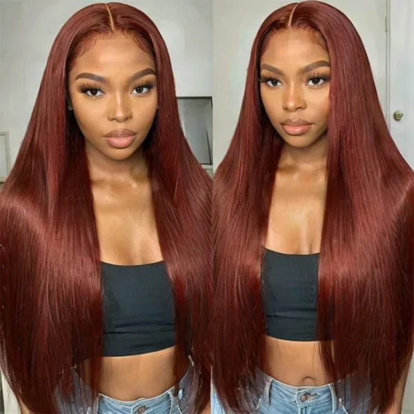 TRILL New #33 Red Brown Auburn Color Straight Human Hair Wig HD Lace 5X5/4X4/13X4 Lace Frontal Wigs