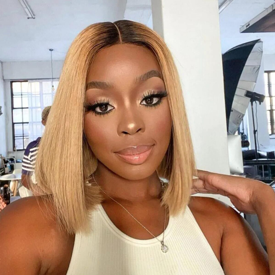 TRILL Ombre Color Bob 6×5 HD Lace Closure Wigs Short Honey Blonde Human Hair Wigs 180% Density