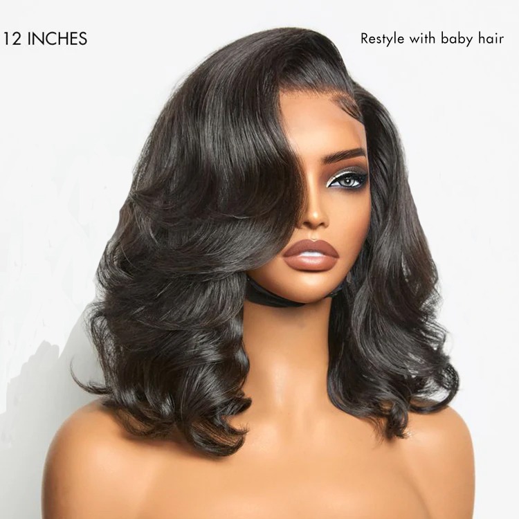 TRILL Honey Blonde Highlight / Natural Black / Ombre Blonde Bouncy Body Wave Glueless 13x4 Frontal Lace Human Hair Wig