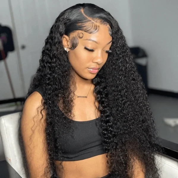 TRILL Jerry Curly Natural Black 180% & 210% High Density HD Lace 5x5 Crystal Lace Closure Pre Plucked Wigs