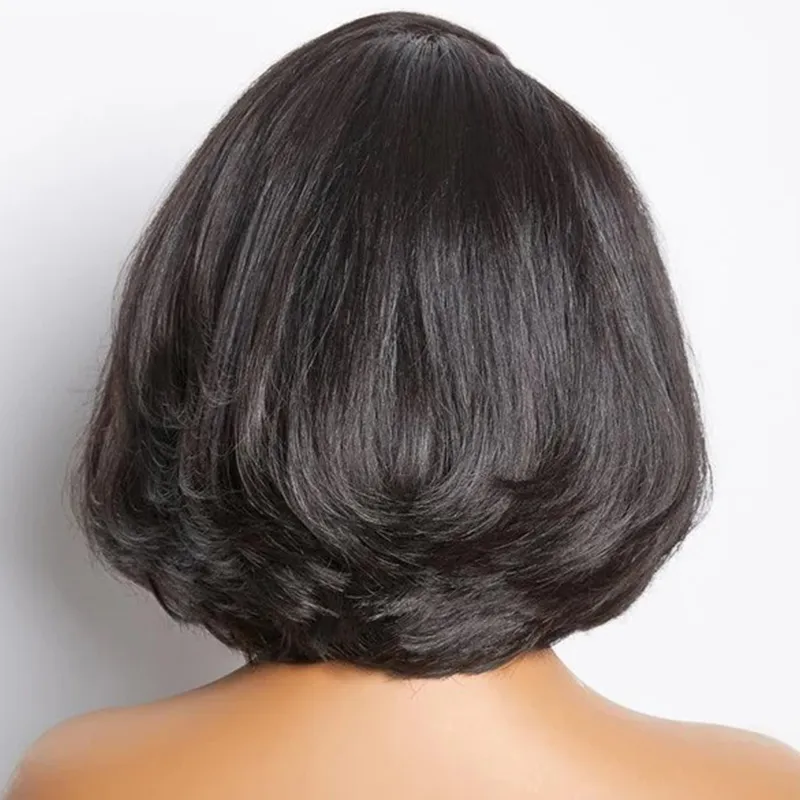 TRILL Limited Design | Layered Cut Glueless 6×5 Closure Lace Bob Wig Side Part Wear & Go 200% Density