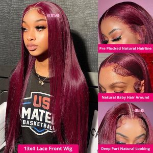 *****TRILL Flash DEAL****** 99J Burgundy Color 5×5 Straight OR Body Wave Closure Wig 180% Density