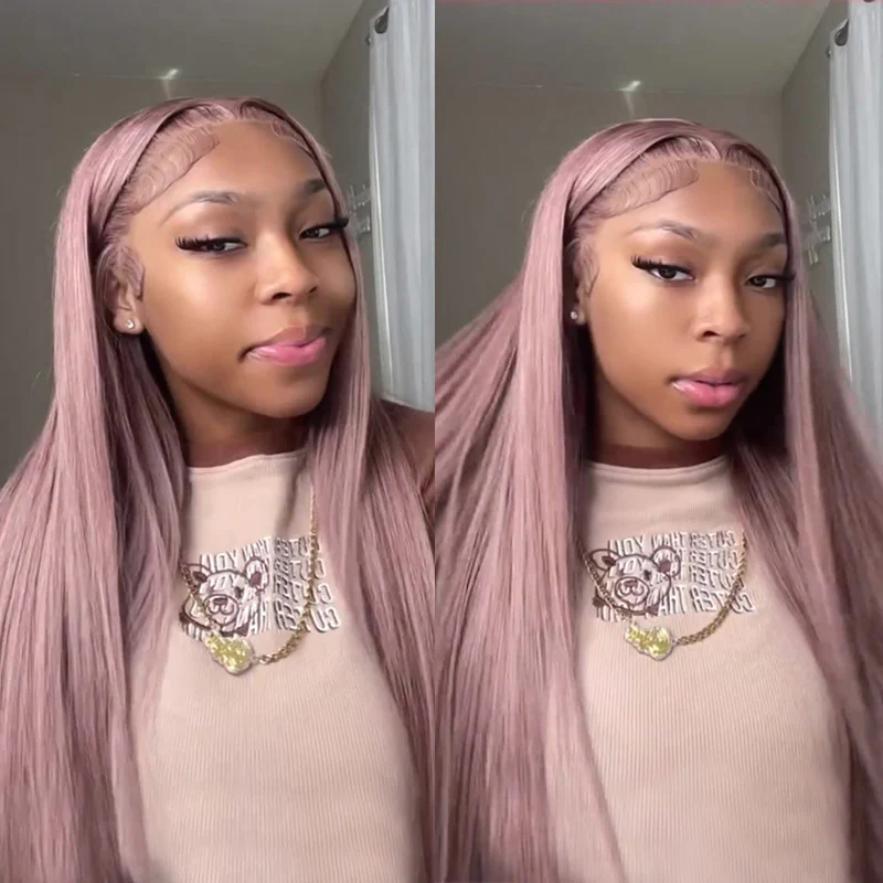 TRILL Ash Purple 6x5 Pre-Cut Glueless & 13x4 Lace Front Wigs Rose Gold Hair Color Frontal Wigs Human Hair