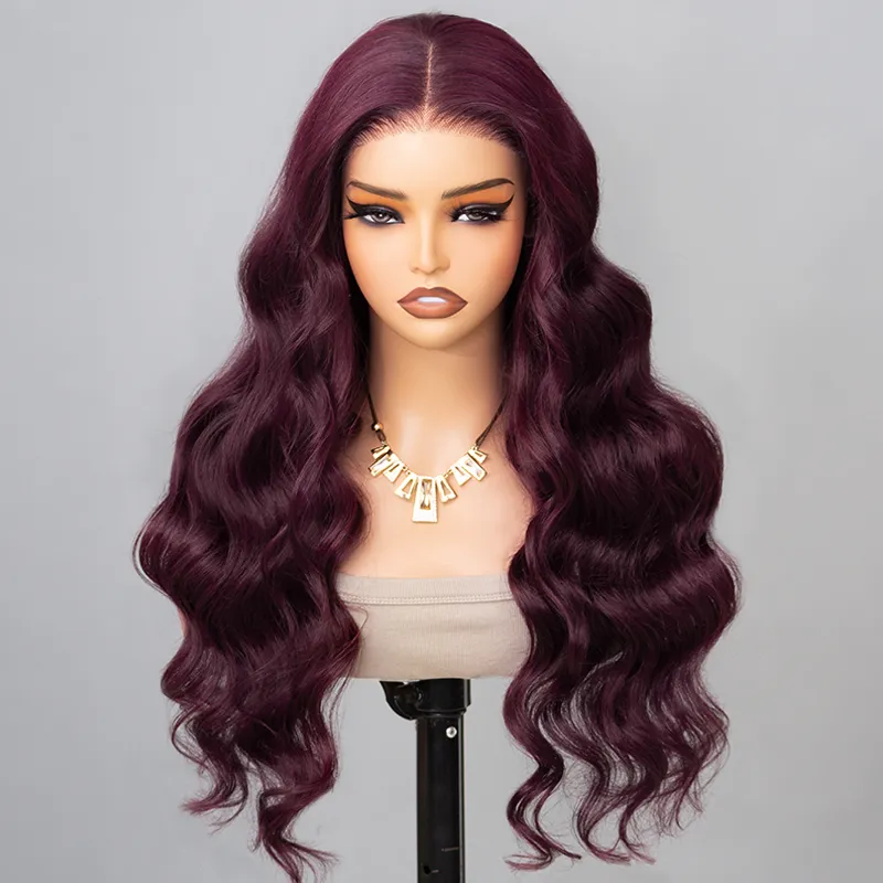 TRILL Plum 99J Color Body Wave 13×4 HD Lace Frontal Wig 100% Human Hair Pre Plucked