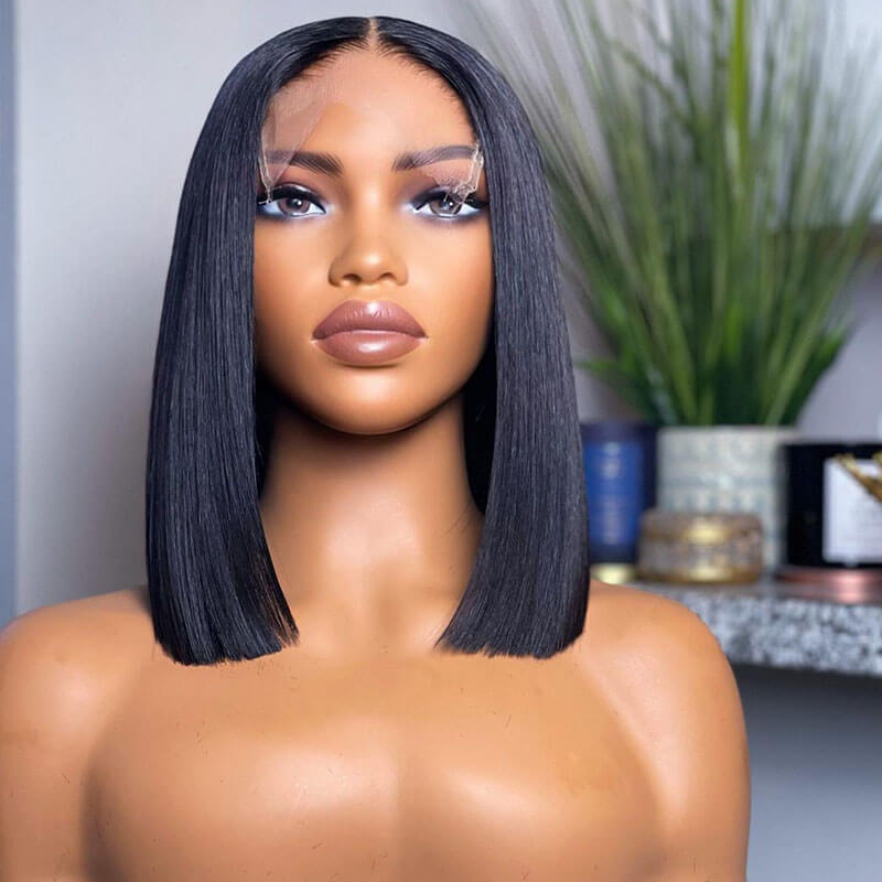 TRILL Short Bob Wig Straight Hair 150% Density 13×4 Glueless Lace Front Bob Wig