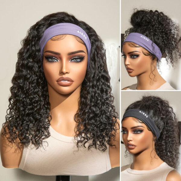 TRILL Throw On & Go Glueless Deep Wave No Lace Human Hair Headband Wig