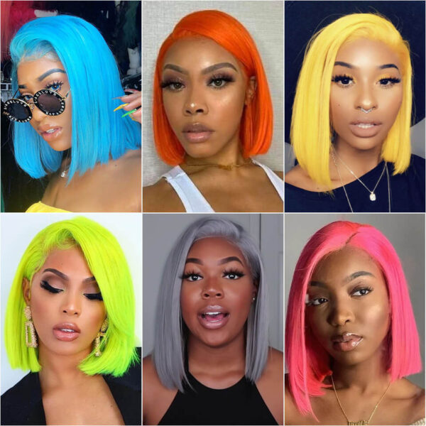 TRILL Colorful Body Wave 13×4 Lace Frontal Wig 100% Human Hair Blue Orange Pink Green Grey Yellow Color