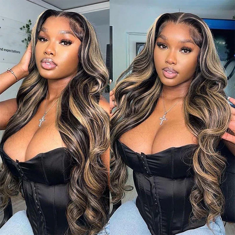 TRILL Upgrade 5x5/13x4 Crystal HD Lace Frontal Wigs Pre Plucked Highlight Body Wave Straight Balayage Human Hair Wig