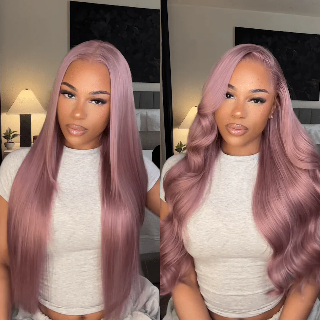 TRILL Ash Purple 6x5 Pre-Cut Glueless & 13x4 Lace Front Wigs Rose Gold Hair Color Frontal Wigs Human Hair