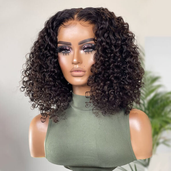 TRILL Natural Curly Glueless Wig Short Bouncy Deep Curly HD Lace Wig Pre Bleached & Plucked 180% Density