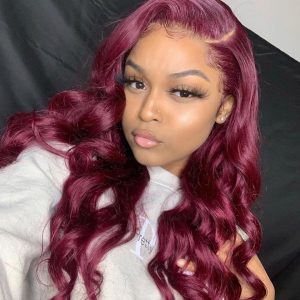 *****TRILL Flash DEAL****** 99J Burgundy Color 5×5 Straight OR Body Wave Closure Wig 180% Density