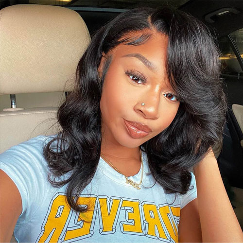 TRILL Short Loose Body Wave Wear Go Glueless Human Hair Wig 6×5 13×4 HD Lace Natural Black Color