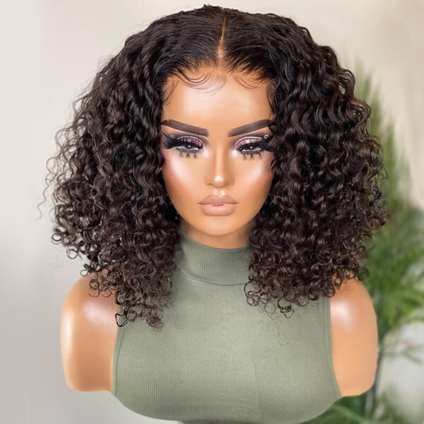 TRILL Natural Curly Glueless Wig Short Bouncy Deep Curly HD Lace Wig Pre Bleached & Plucked 180% Density