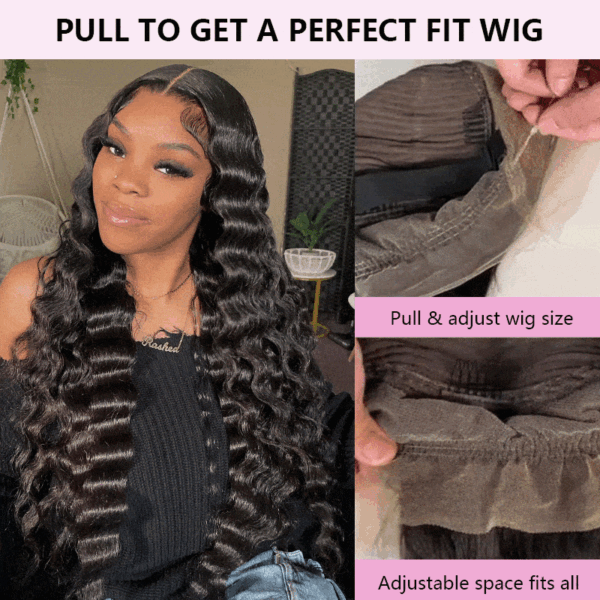 TRILL Loose Deep Wave 360 Lace Frontal Wig Invisi-Strap Pre Plucked & Bleached Human Hair