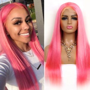 TRILL Colorful Straight Hair 13×4 Lace Frontal Wig Blue Orange Pink Green Grey Yellow Color 180 Density