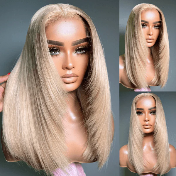TRILL Limited Design | Blonde 613 Layered Cut Glueless 5x5 Closure HD Lace Wig 100% Virgin Human Hair