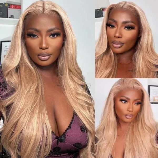TRILL 6x5 HD Pre Cut Lace Closure Light Flaxen Brown Cozy Blonde Megalook Curly Wig