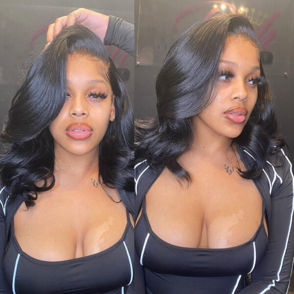 TRILL Short Wavy Wave Bob Wigs 6×5 Wear Go Glueless Lace Front Human Hair Wigs For Black Women