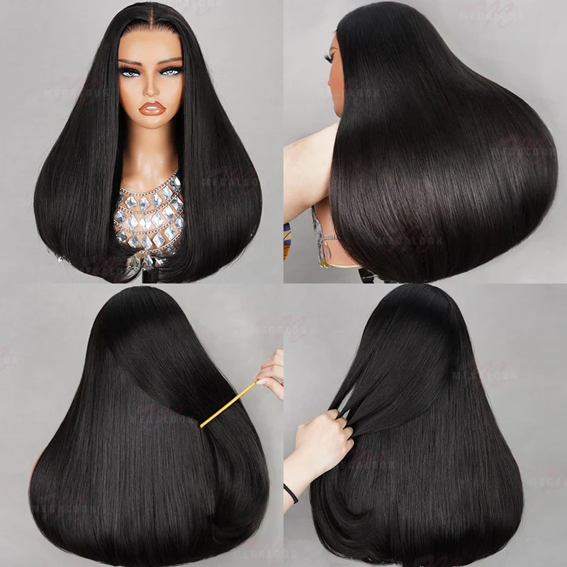 Salon-Quality Luxurious Glueless 6X5 HD Lace Wig Silky Straight Highlight Balayage /Chestnut Brown Colored Double Drawn Wig