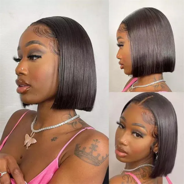 TRILL Glueless Short Bob Wig Straight 6×5 13×4 Invisible HD Lace Closure Wig 180% Density