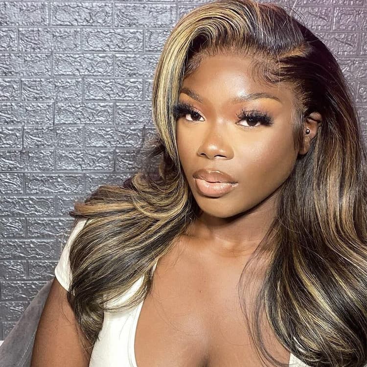BALAYAGE 13x4 TRANSPARENT LACE FRONT HUMAN HAIR PRE-PLUCKED HONEY BLONDE WITH BABY HAIR