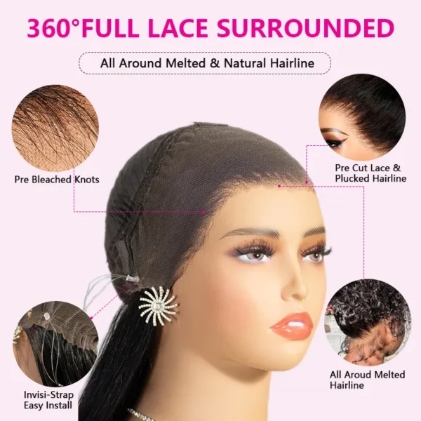TRILL Loose Deep Wave 360 Lace Frontal Wig Invisi-Strap Pre Plucked & Bleached Human Hair