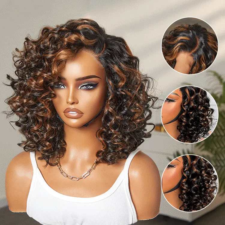 TRILL Hair Mature Bouncy Left C Part Loose Wave Glueless Minimalist HD Lace Wig Pre Cut Lace
