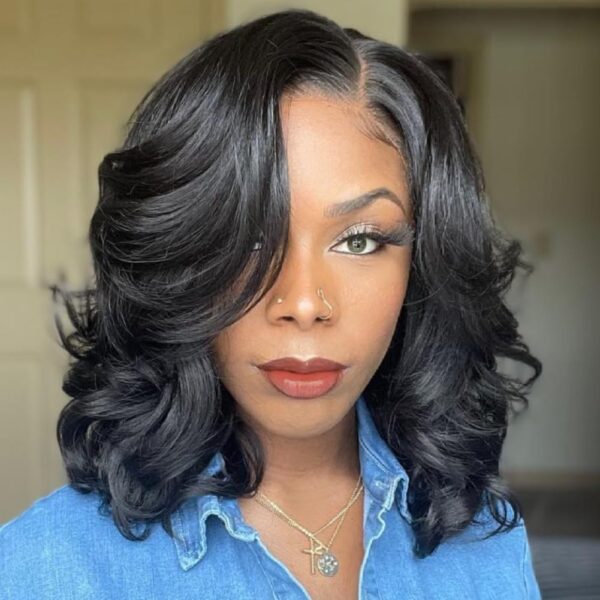 TRILL Trendy Short Loose Curl Side Part Human Hair Wig Minimalist Pre Cut HD Lace Glueless Wig