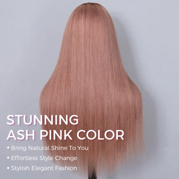 TRILL Ash Pink Ombre Color Straight Hair Glueless 6×5 HD Lace Human Hair Wig Pre Plucked Hairline