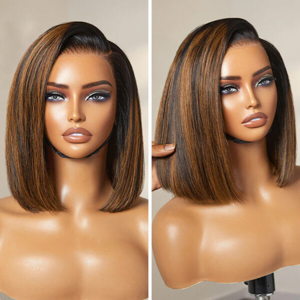 TRILL Ash Blonde Highlight Short Kinky Curly Wig Glueless Minimalist HD Lace Wig Pre-Cut Lace