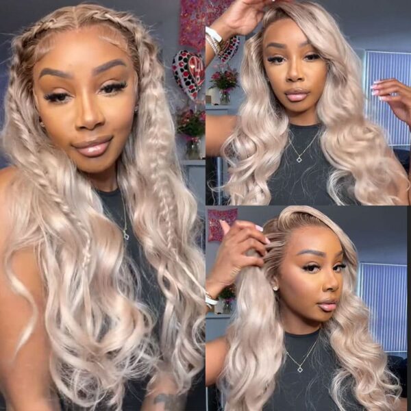 TRILL Chocolate Dipped Marshmallow Vibe Ash Blonde Ombre 13x4 Lace Frontal Wigs Body Wave 6x5 Pre Cut Lace Wigs