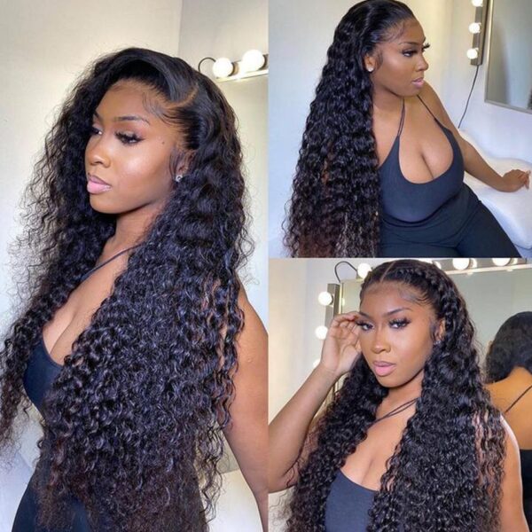 TRILL Brazilian Deep Wave 13×4 Full Frontal 13×6 HD Lace Glueless Wig Bleached Knots Plucked Hairline 180% Density