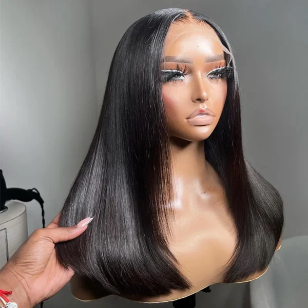 TRILL Silky Blunt Cut Glueless 6×5 Lace Closure Wig With Layers Wear Go Pre Plucked & Bleached
