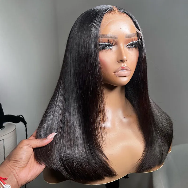 TRILL Silky Blunt Cut Glueless 6×5 Lace Closure Wig With Layers Wear Go Pre Plucked & Bleached