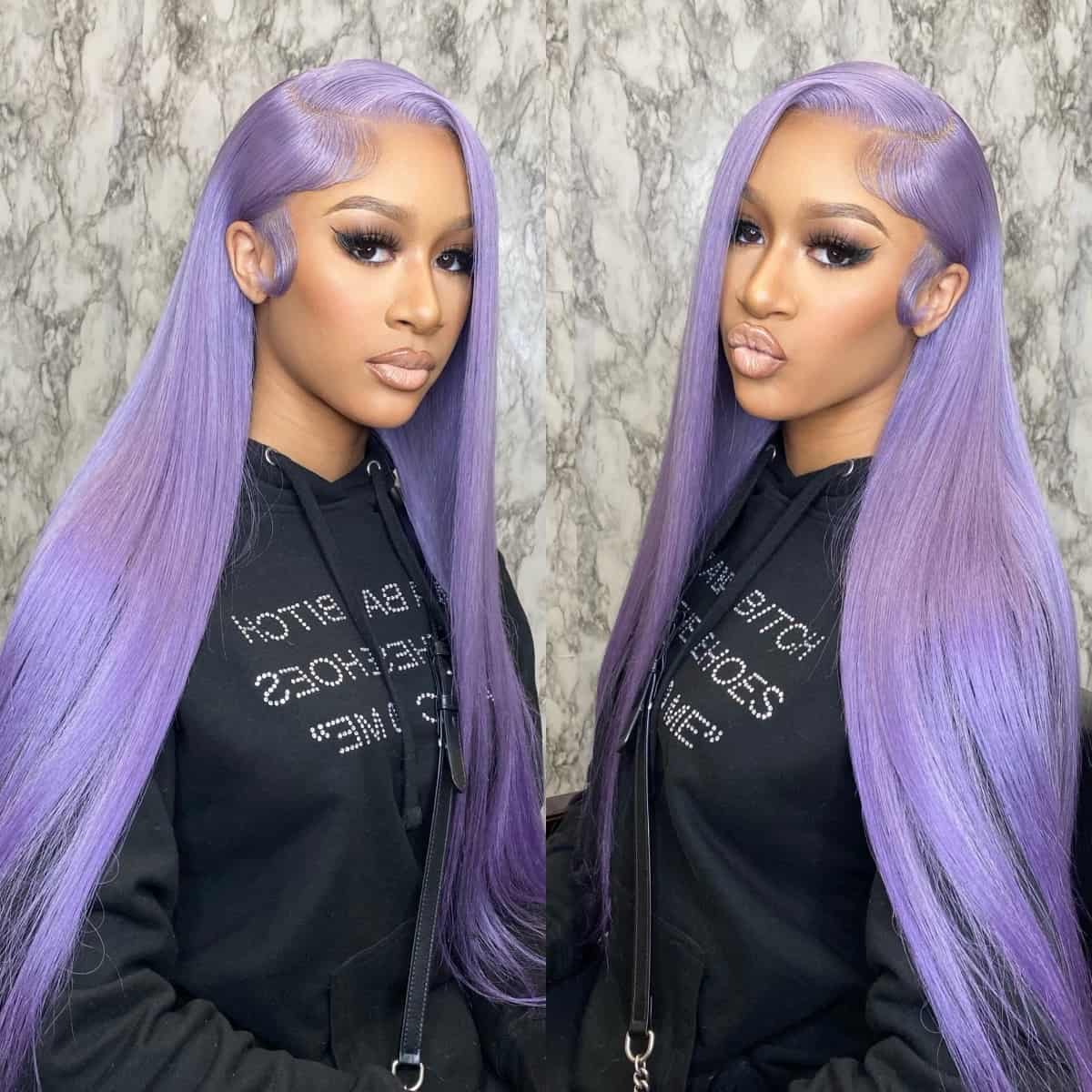 TRILL Light Lavender Wig Straight/Body Wave Human Hair Wigs 13x4 Transparent HD Lace Wigs