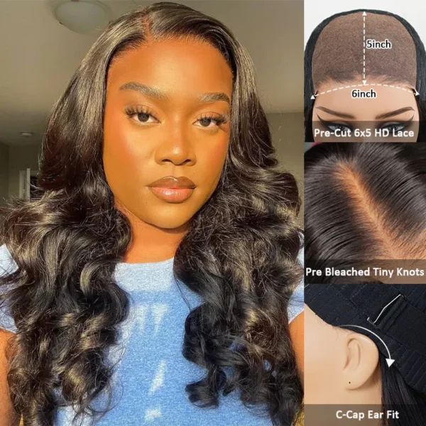 TRILL Wear Go Glueless Loose Body Wave 6×5 HD Lace Human Hair Wig Pre Bleached Knots | C-Cap