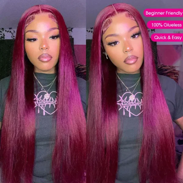 TRILL 99J Burgundy Color Straight/Body Wave 6×5 HD Lace Wear Go Glueless Human Hair Wig