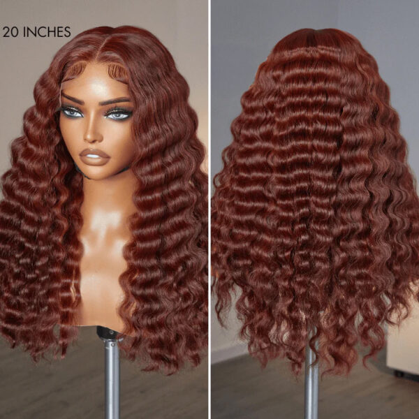 TRILL Hair Retro Trends Dark Reddish Brown Ocean Wave Glueless 5x5 Closure Lace Long Wig