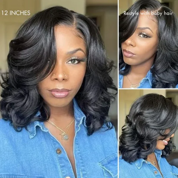 TRILL Honey Blonde Highlight / Natural Black / Ombre Blonde Bouncy Body Wave Glueless 13x4 Frontal Lace Human Hair Wig
