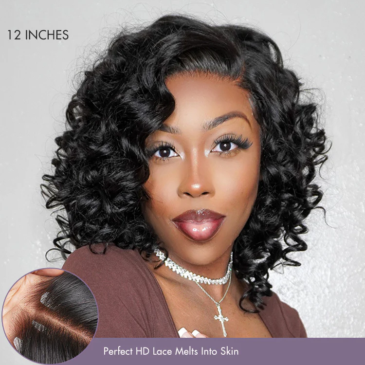 TRILL Hair Mature Bouncy Left C Part Loose Wave Glueless Minimalist HD Lace Wig Pre Cut Lace