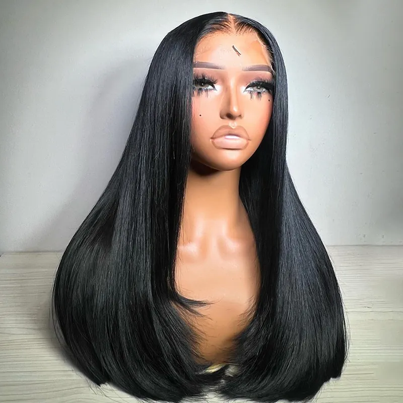 TRILL Silky Blunt Cut Glueless 6×5 Lace Closure Wig With Layers Wear Go Pre Plucked & Bleached