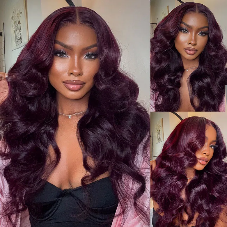 TRILL Plum 99J Color Body Wave 13×4 HD Lace Frontal Wig 100% Human Hair Pre Plucked