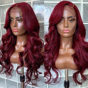 *****TRILL Flash DEAL****** 99J Burgundy Color 5×5 Straight OR Body Wave Closure Wig 180% Density