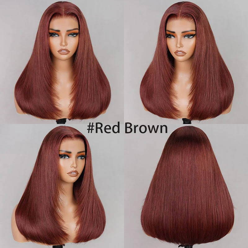 Salon-Quality Luxurious Glueless 6X5 HD Lace Wig Silky Straight Highlight Balayage /Chestnut Brown Colored Double Drawn Wig